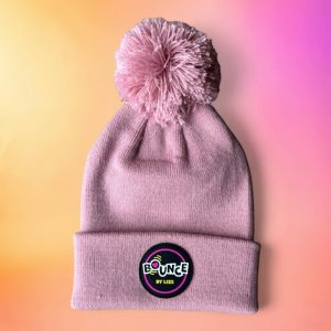 Beanie met Pompom soft Roze & Zwart