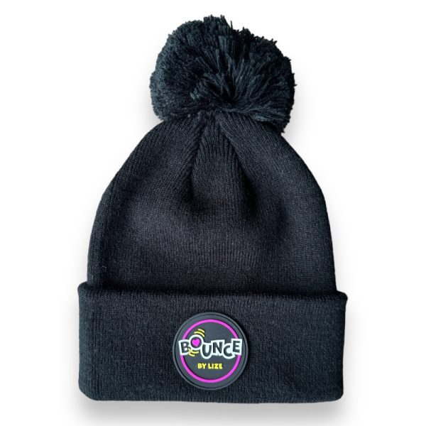 Beanie met Pompom soft Roze & Zwart - Afbeelding 2