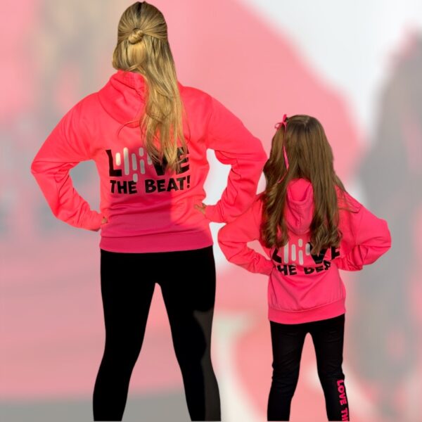 Volwassen hoodie Love the beat neon roze - Afbeelding 4