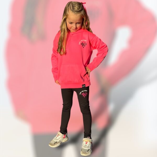 Kids hoodie Love the beat neon roze