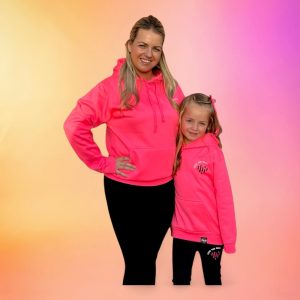 Volwassen hoodie Love the beat neon roze