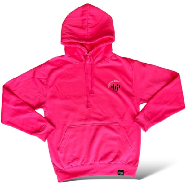 Volwassen hoodie Love the beat neon roze - Afbeelding 2