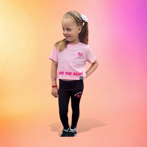 Cropped shirt Love the Beat (Soft roze & Zwart)